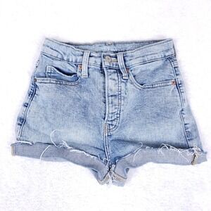 Old Navy Denim Shorts Extra High Rise Sky Hi Straight 0 Light Blue Coastal Cowgi
